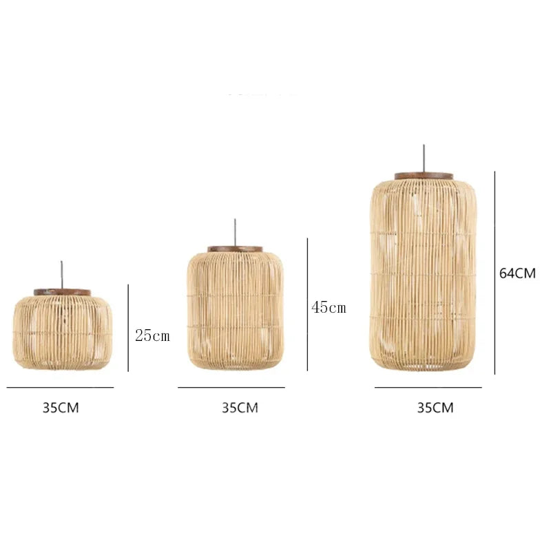 Lámpara colgante de ratán japonés – Diseño wabi-sabi natural
