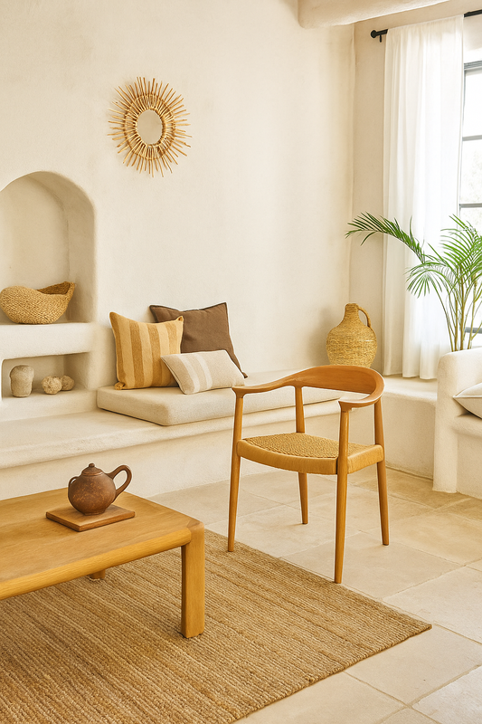 Chaise bois massif & corde – Design japonais épuré et naturel