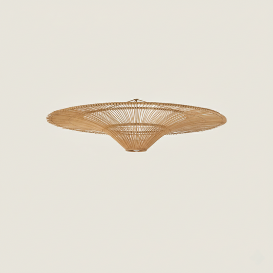 Suspension en rotin gros plan