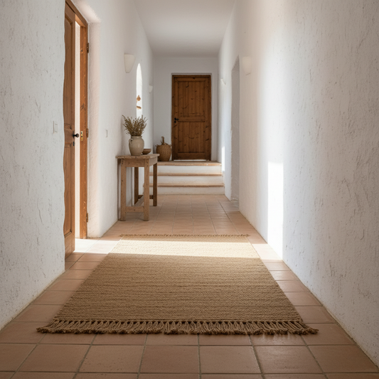 Tapis Naturel Tressé Main en Jute & Herbe de Mer